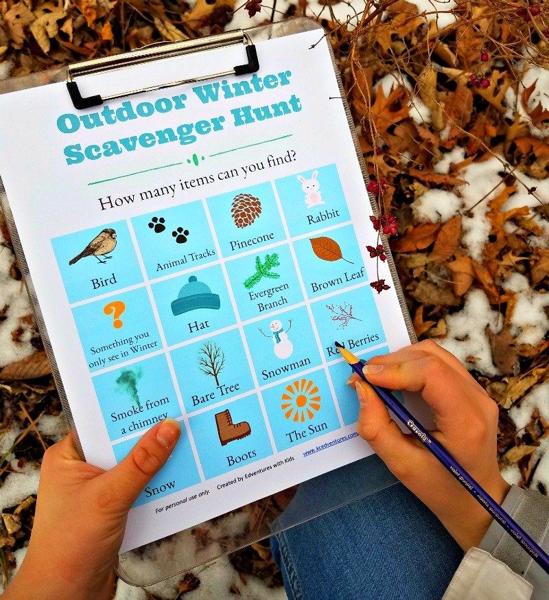 Winter Scavenger Hunt w FREE Printable List Edventures With Kids