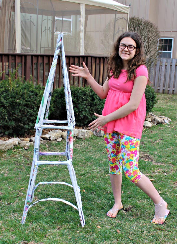 engineering eiffel tower from newspaper - STEM for kids
