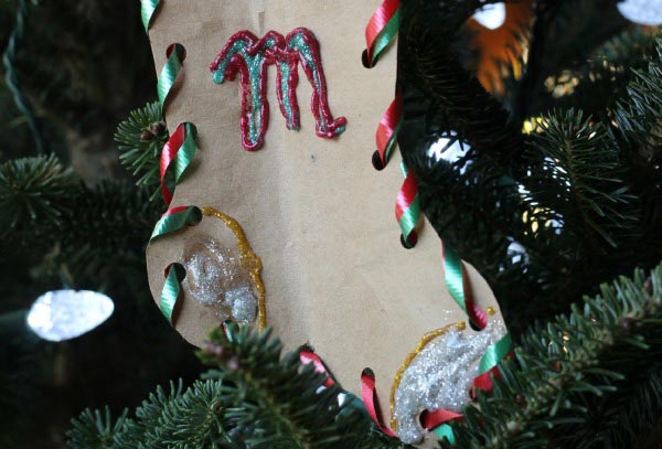 DIY Christmas stocking ornament craft for kids