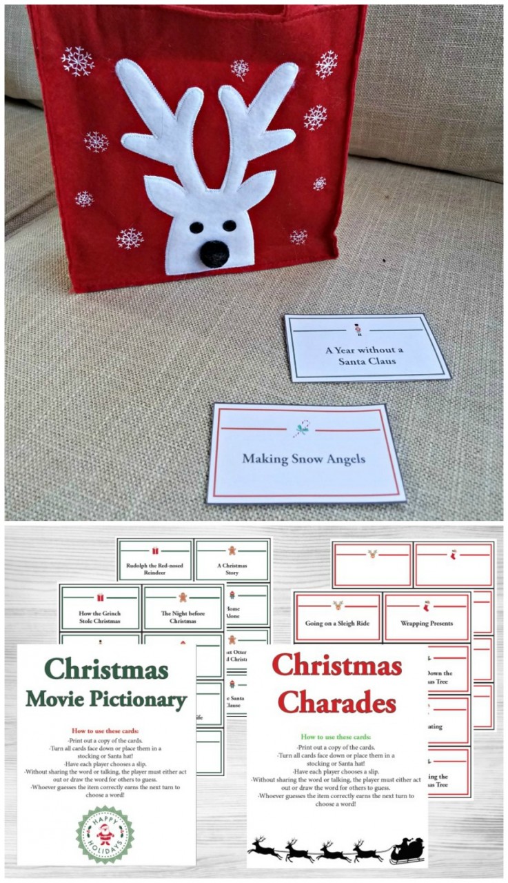 Christmas activities for kids - coupons and charades game