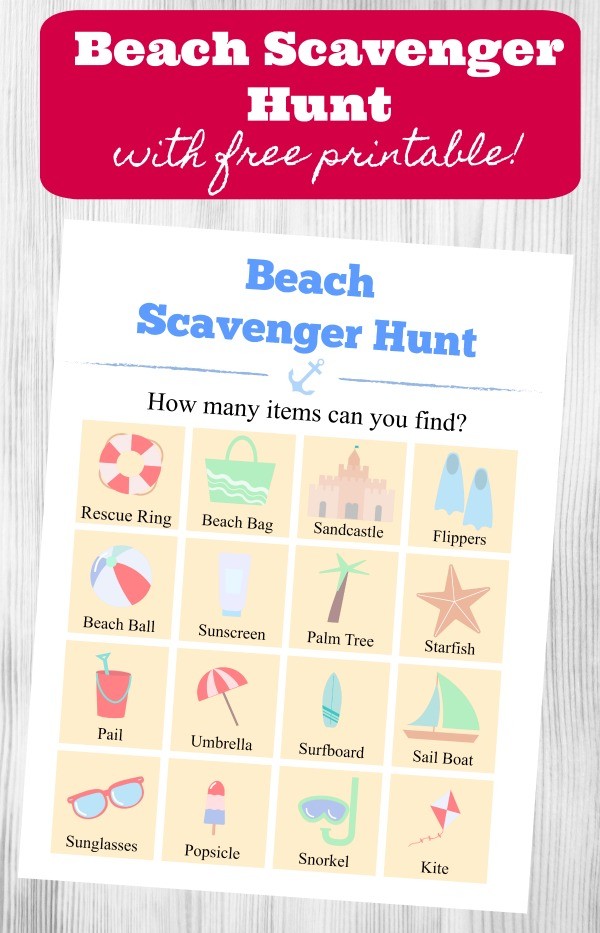 Beach Scavenger Hunt for Kids (FREE printable!)