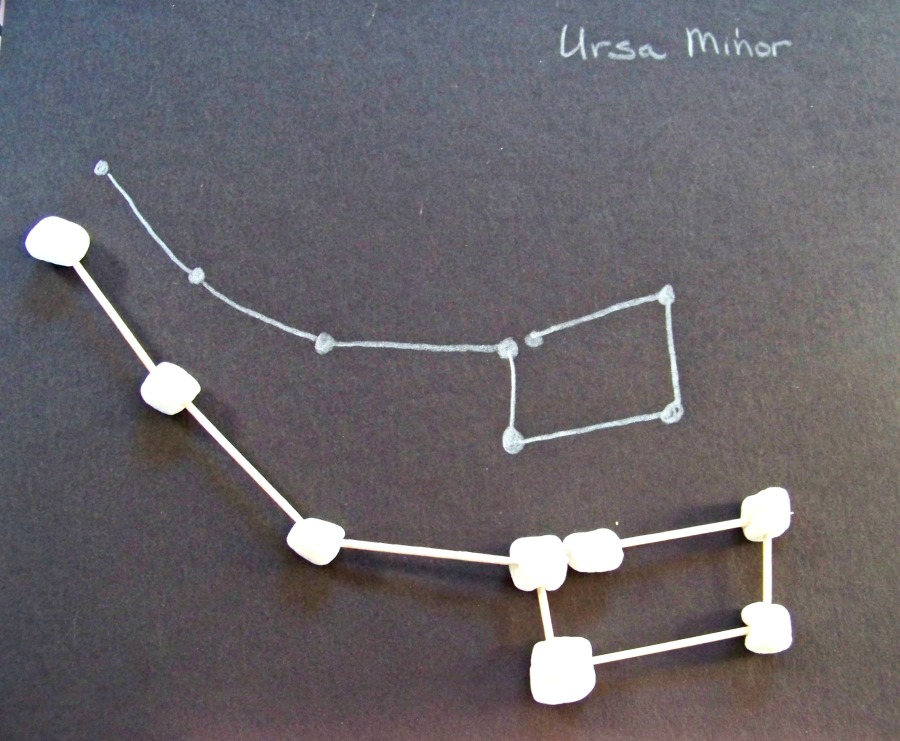 Marshmallow constellations with toothpicks - build the Big Dipper