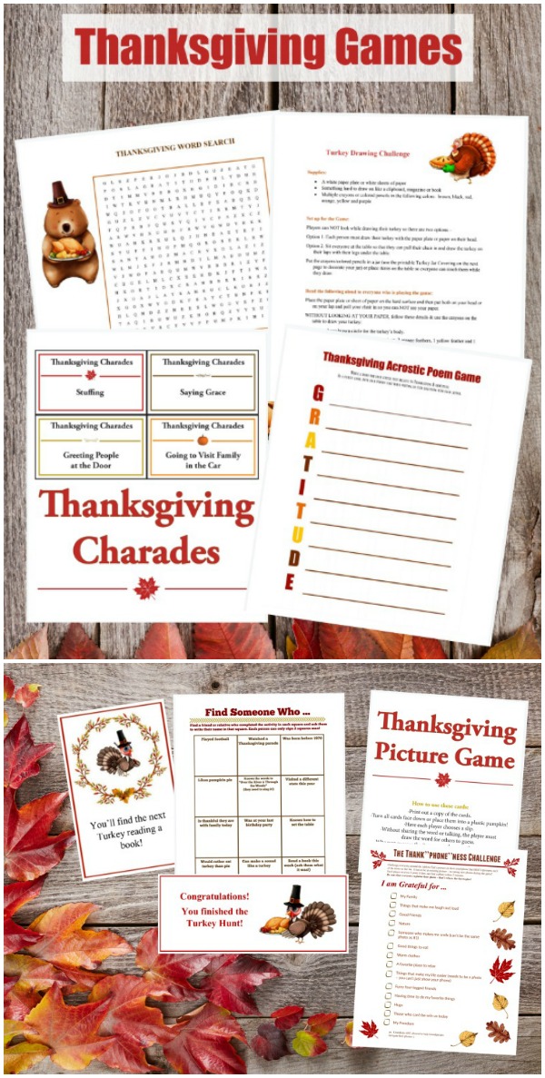 Thanksgiving games for kids and adults - word games, scavenger hunt and more!