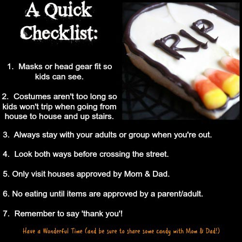 Trick or treat safety tips for kids on Halloween night