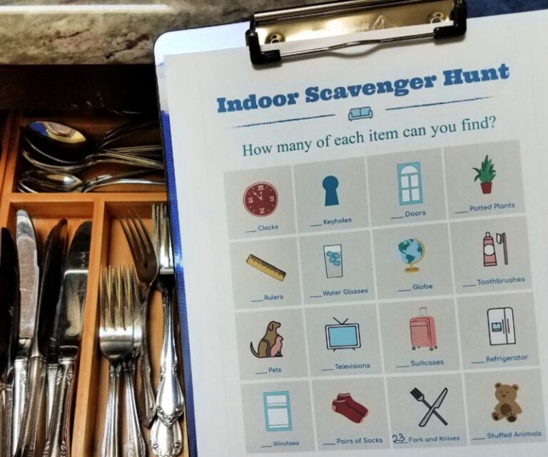 FREE printable Indoor Scavenger Hunt