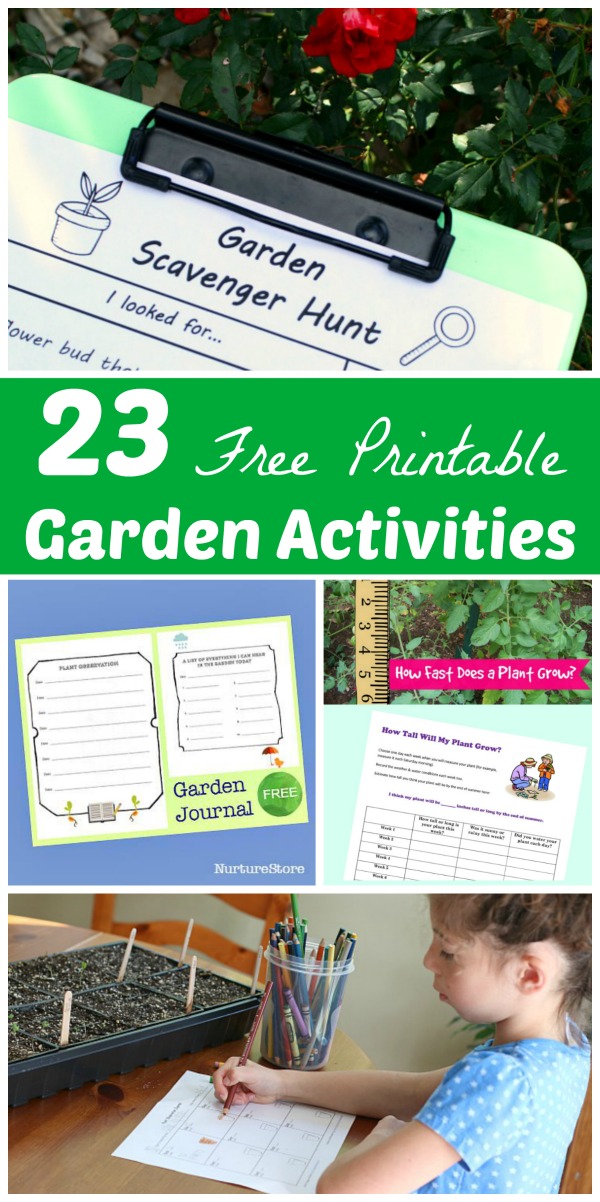 Free printable garden worksheets, scavenger hunts and activities for kids!