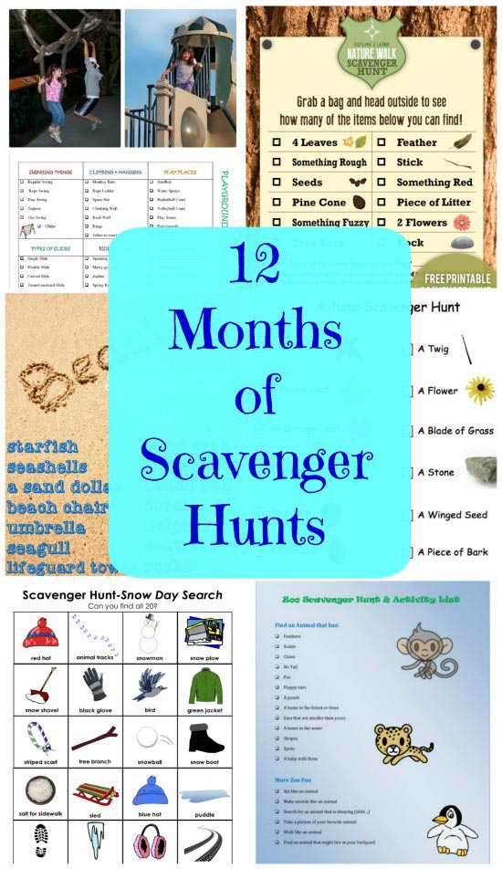Scavenger Hunts for Kids - Free printable Indoor & Outdoor hunts with list and clues!