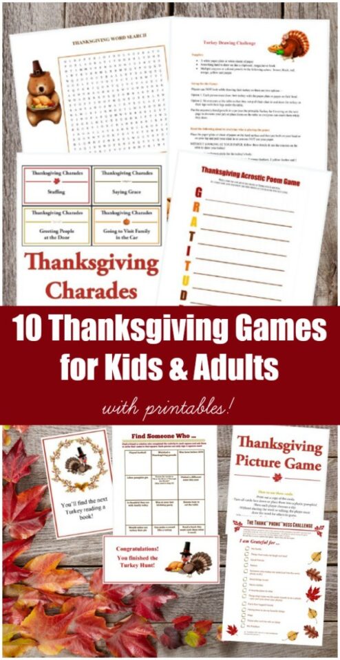 10 Printable Thanksgiving Games for Adults and Kids