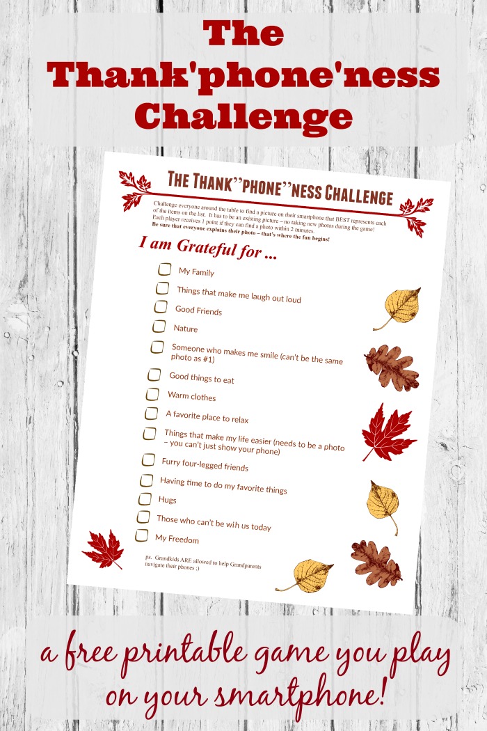 Free Printable Thanksgiving Activity Gratitude Game