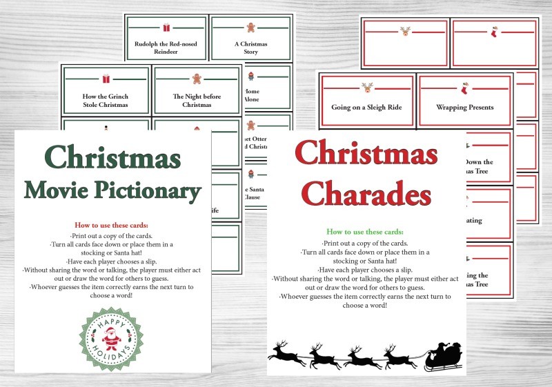 🎄 Christmas Pictionary for Families with FREE Printable Words