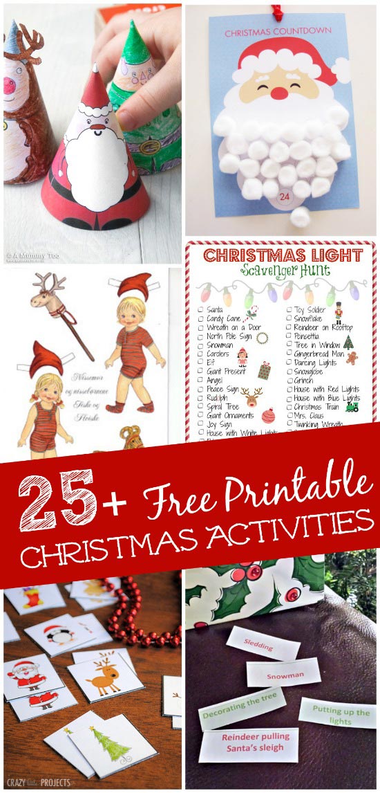 free printable Christmas activities and games for kids and families