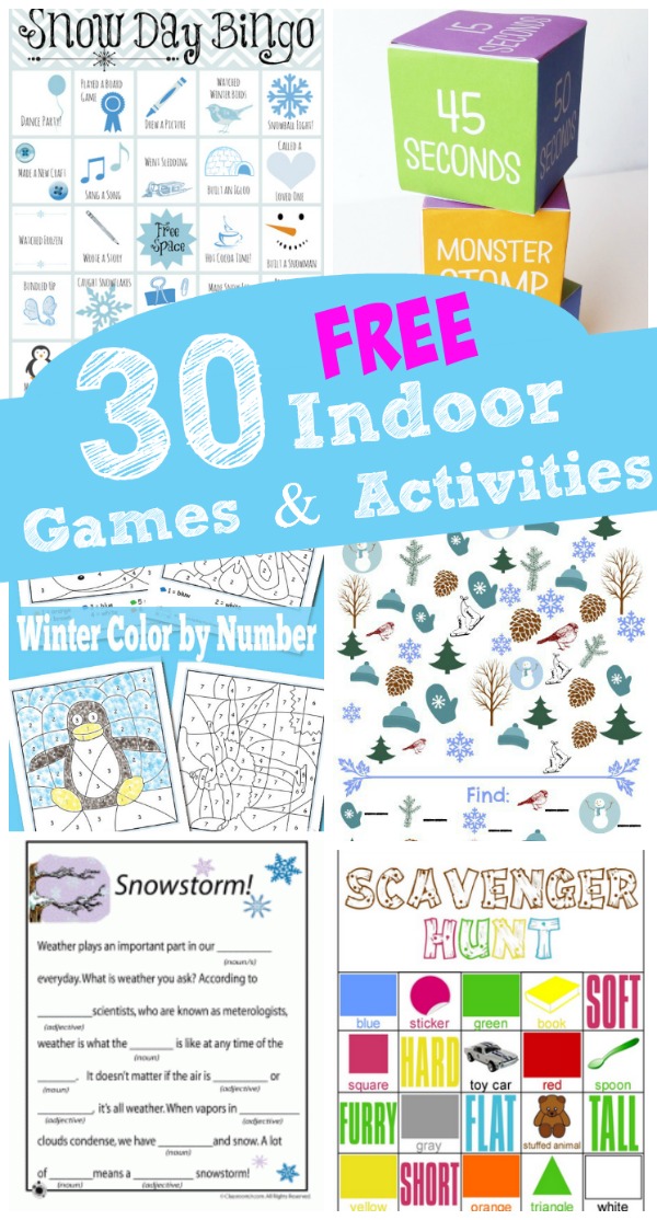 Free printables Winter games and activities for preschool and elementary kids