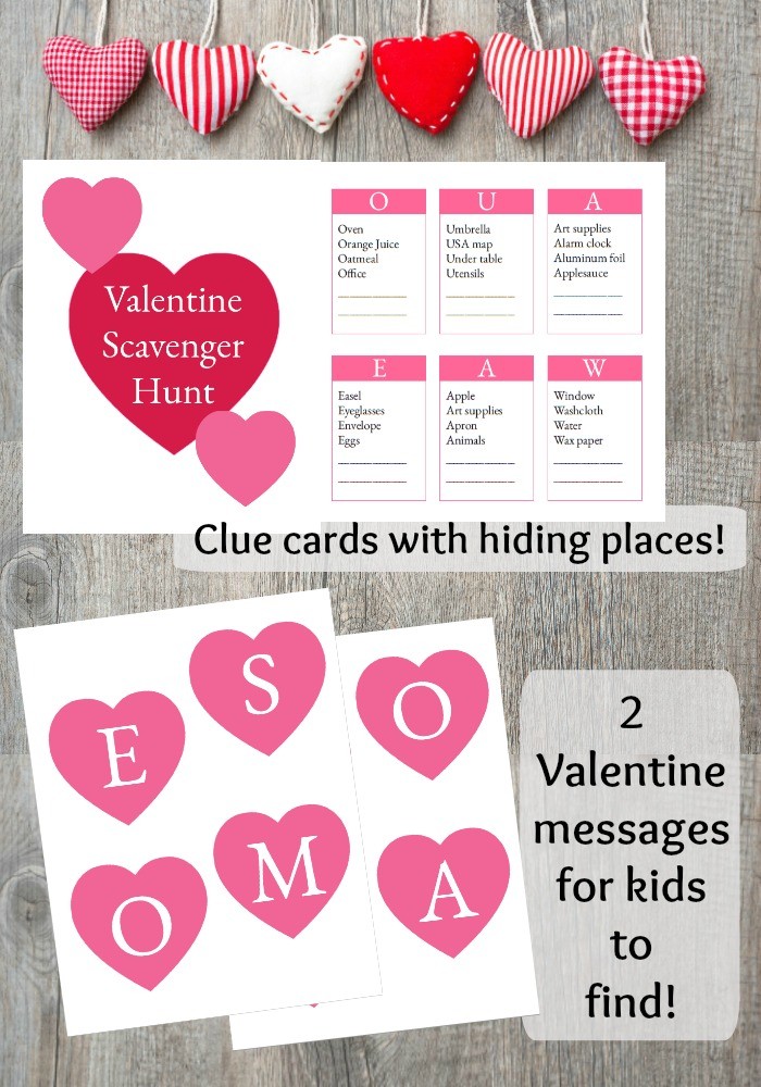 Non Candy Valentine Ideas  Scavenger Hunt printables