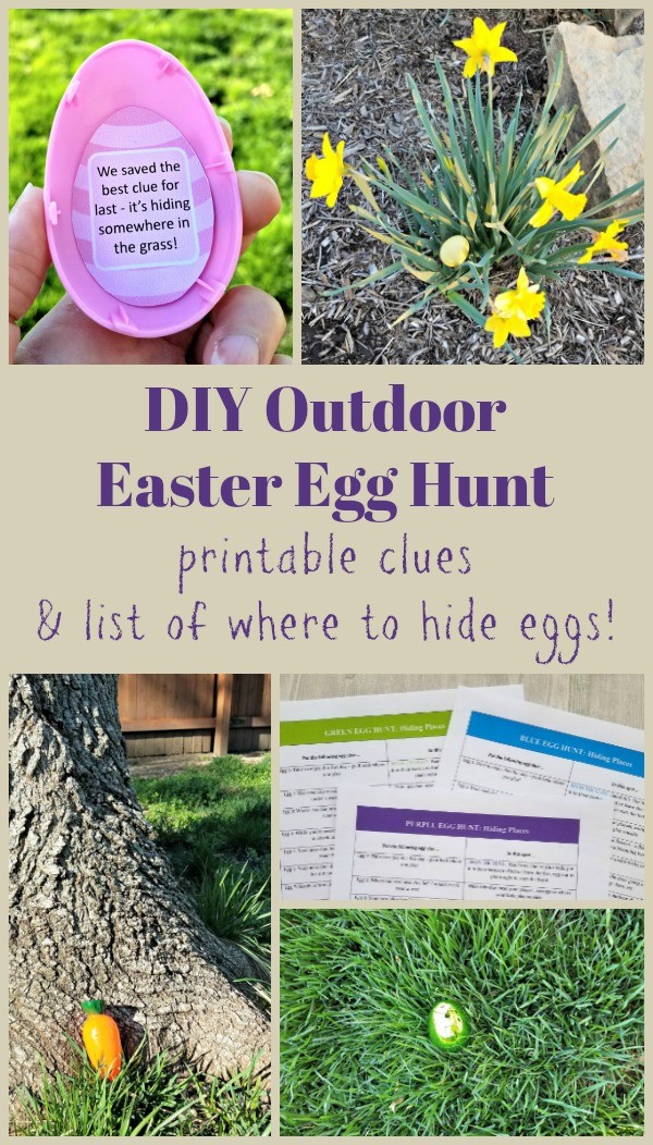 Outdoor Easter Egg Hunt with rhyming clues 