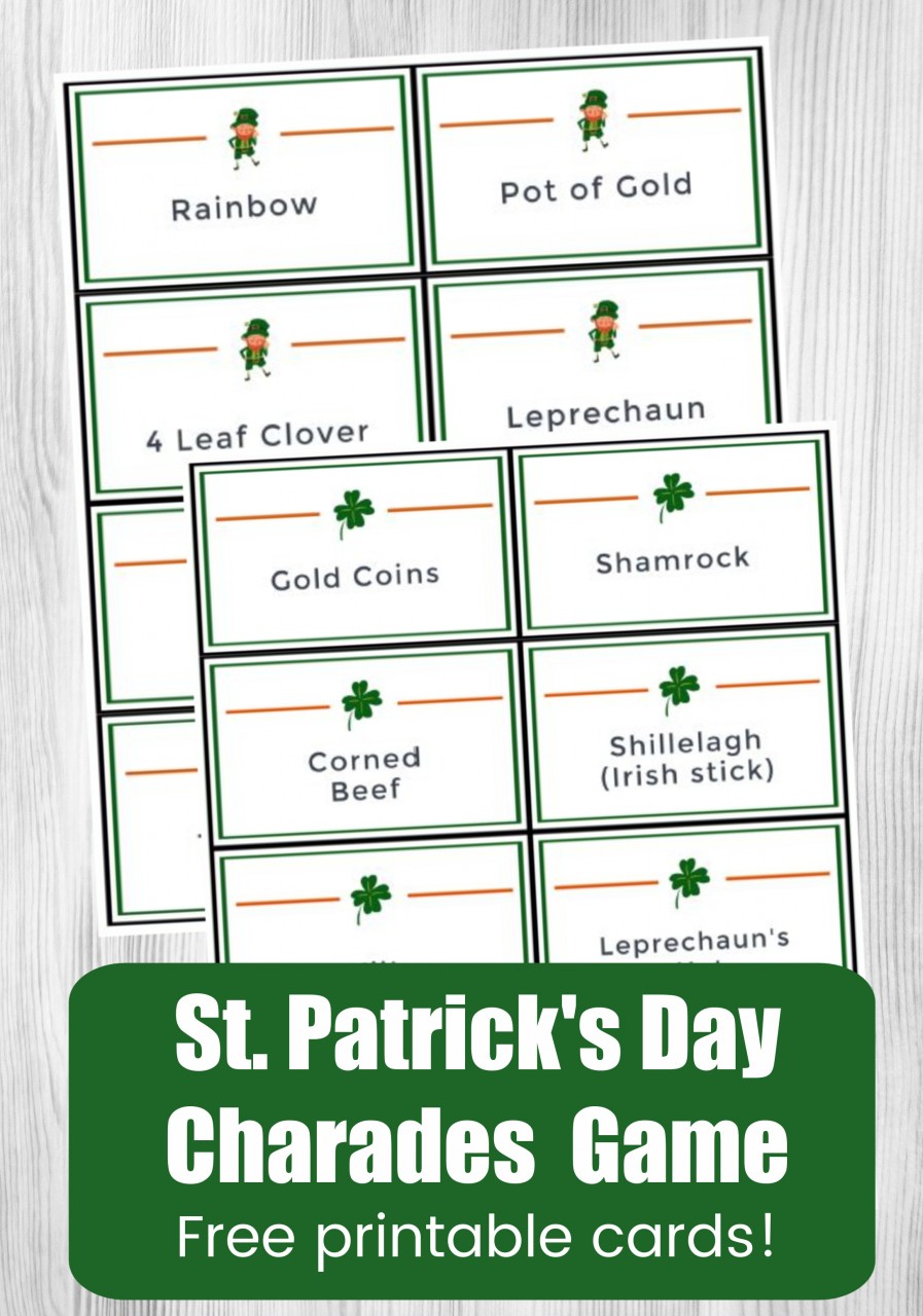 Free St Patricks charades cards and word list