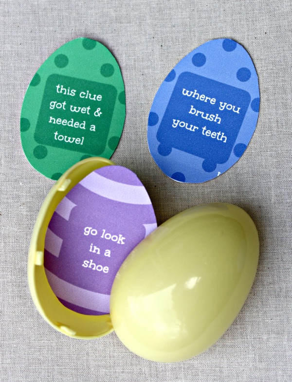 Easter Egg Hunt riddles w/free printable clues!