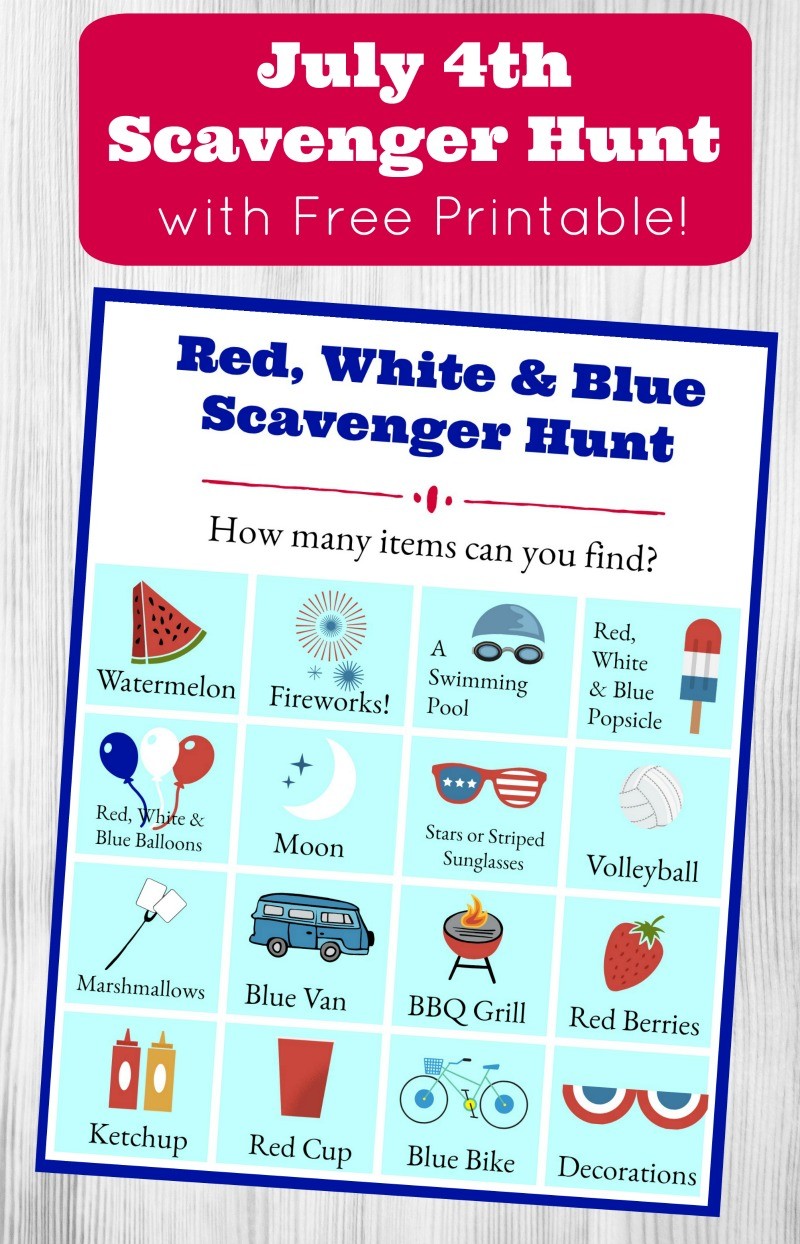 Free Printable Patriotic Scavenger Hunt Game