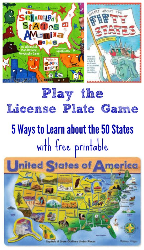License Plate Game with free US map for road trips with kids, tweens and teens!