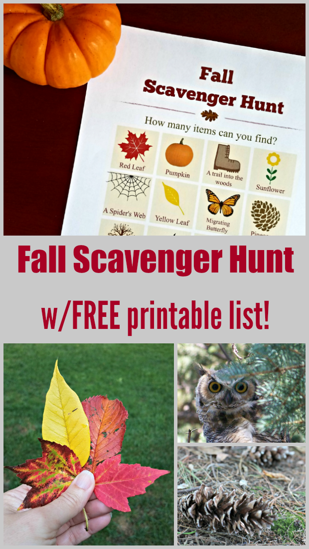 Fall scavenger hunt with printable list of clues!