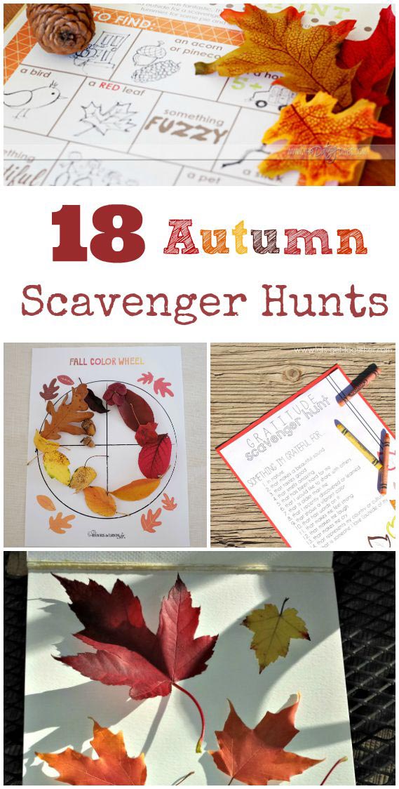 Autumn and Fall scavenger hunts for Kids - free printable ideas for indoor & outdoor fun!