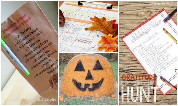 Halloween & Thanksgiving scavenger hunt ideas for Fall with free printable lists!