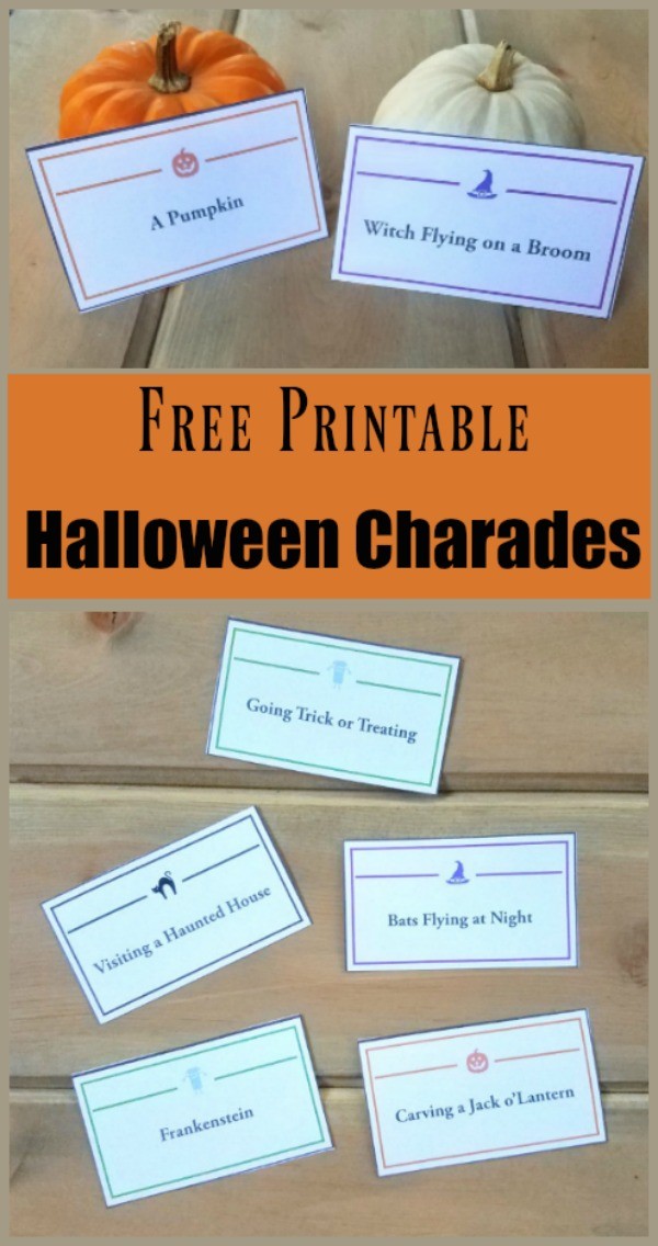 Halloween Charades game ideas with printable cards and word list