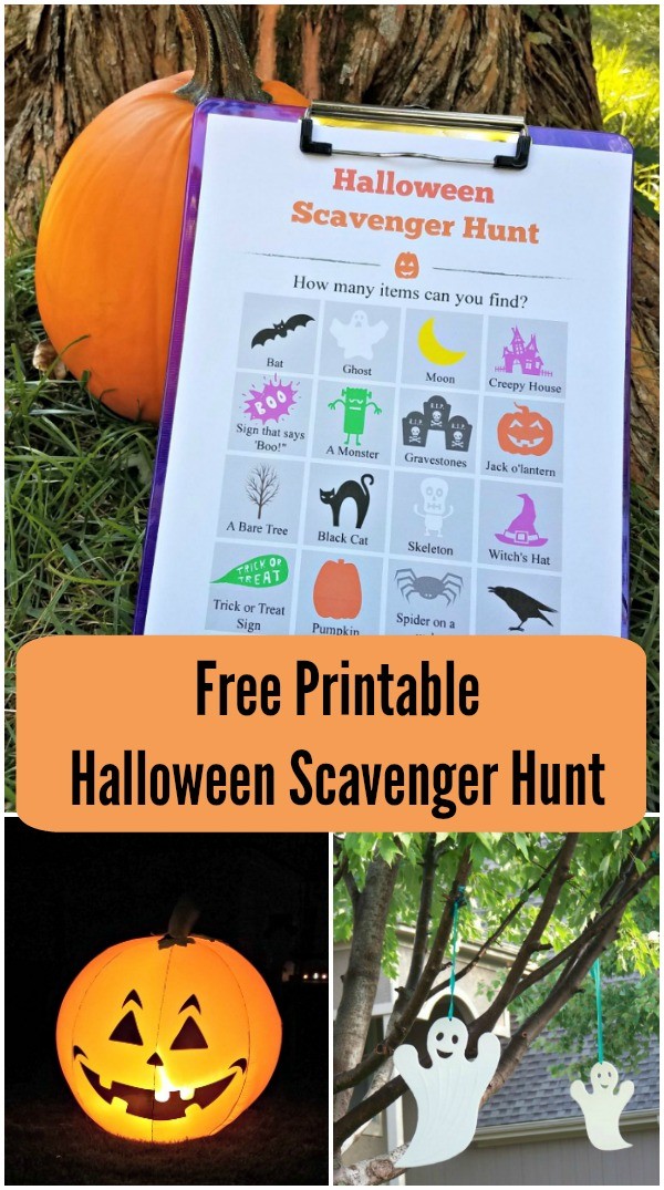 Halloween scavenger hunt for kids with free printable