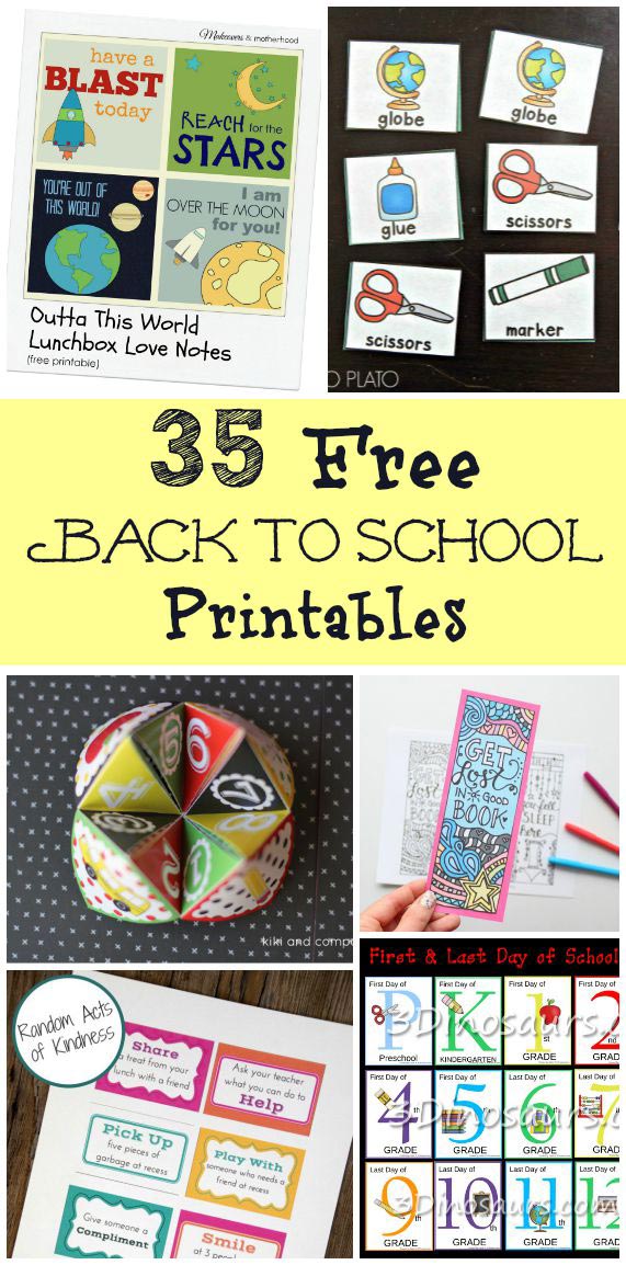 Free first day of school and back to school printables