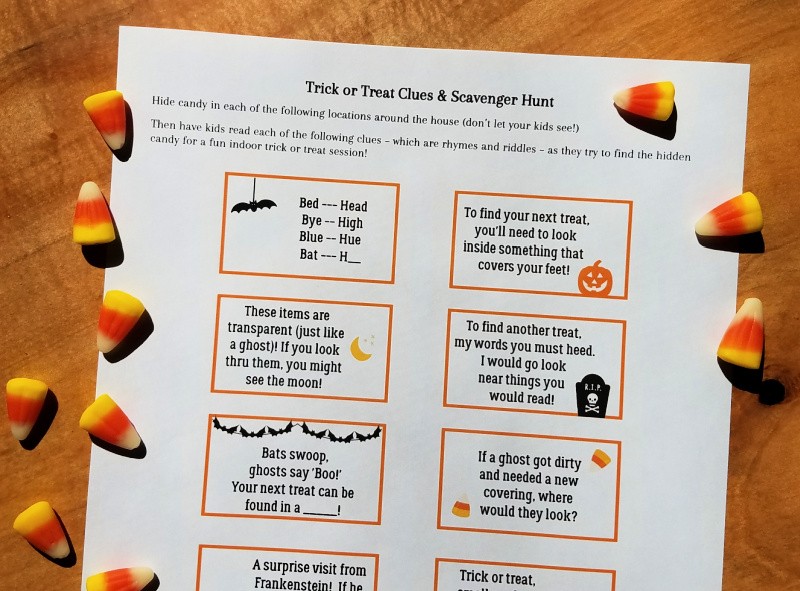 Indoor Halloween Scavenger Hunt FREE printable